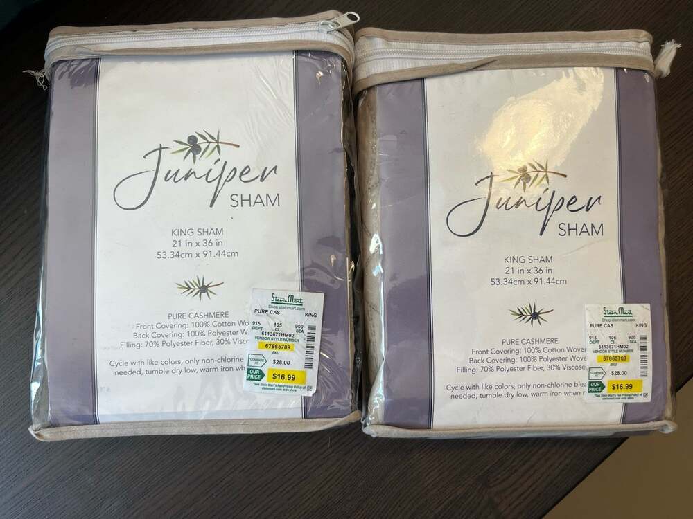 Juniper Pure Cashmere King Shams Set of 2 Quilted 21x36 New in Package
